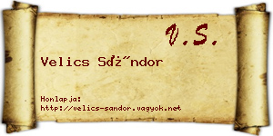 Velics Sándor névjegykártya